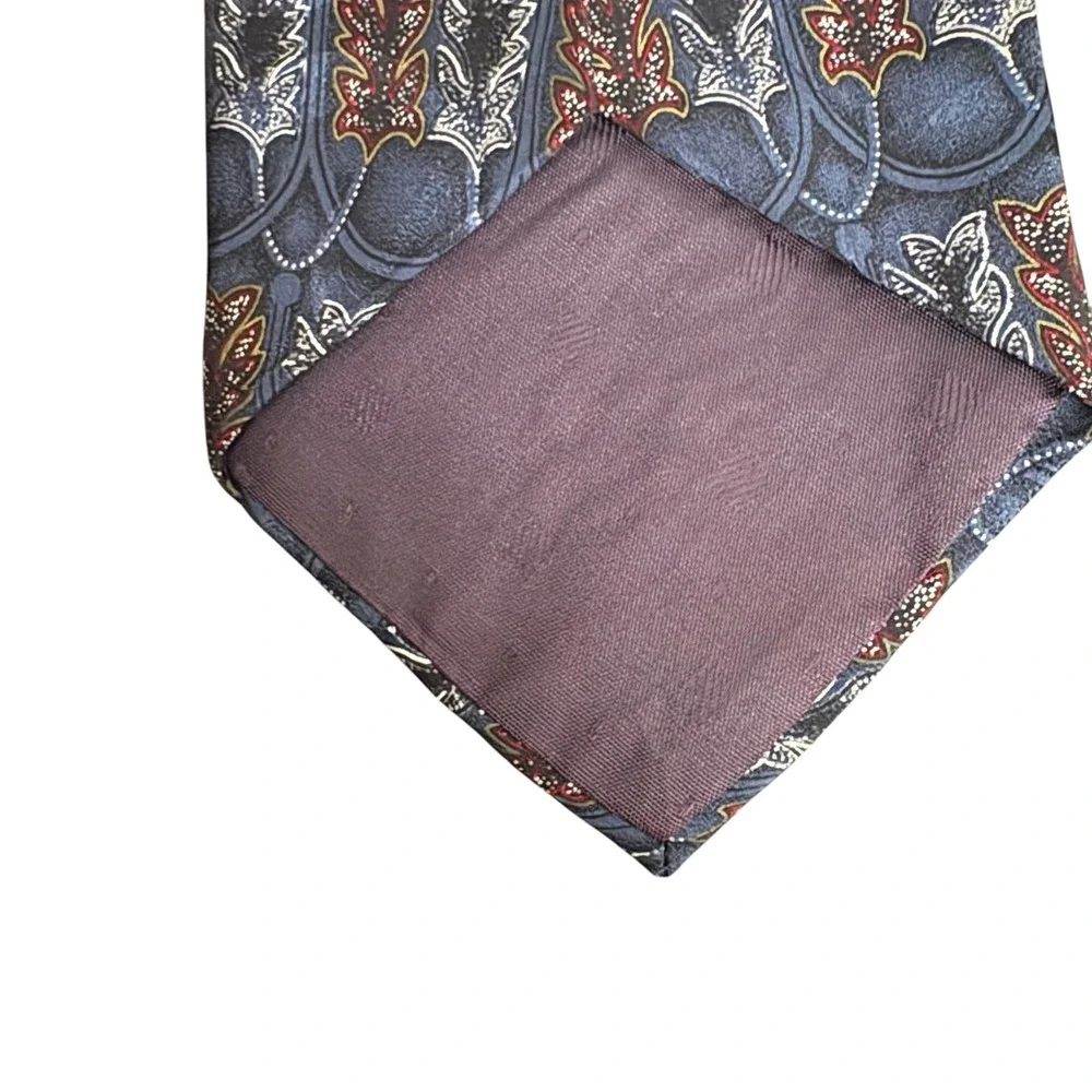 Evan-Picone 100% Silk Tie Blue Red Leaf Pattern USA Vintage‎ Men's Neckwear